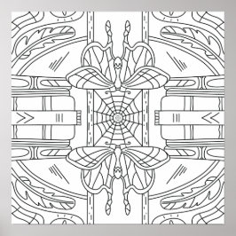 Friedlicher Herbst: Moth in Library Coloring Poster