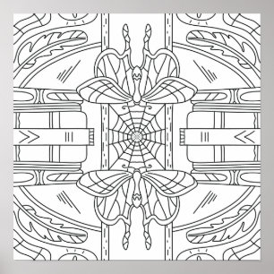 Friedlicher Herbst: Moth in Library Coloring Poster
