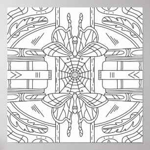 Friedlicher Herbst: Moth in Library Coloring Poster