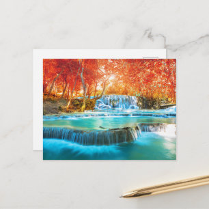 Friedlicher Herbst-Wasserfall-Grußkarte Postkarte