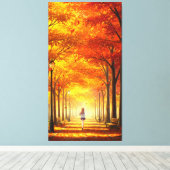 Friedlicher Herbstwald mit fallenden Blätter Leinwanddruck (Insitu (Holzboden))