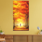 Friedlicher Herbstwald mit fallenden Blätter Leinwanddruck (Insitu (Wohnzimmer))