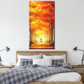 Friedlicher Herbstwald mit fallenden Blätter Leinwanddruck (Insitu (Schlafzimmer))