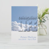 Friedlicher Himmel Moderne Feier zum Leben Einladu Einladung (Stehend Vorderseite)