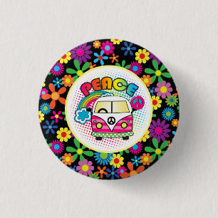 Friedlicher Hippie Button