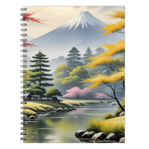 Friedlicher japanischer Garten Landschaftsnotizbuc Notizblock