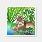 Friedlicher junger Tiger im Jungle Paper Napkins Serviette (Vorderseite)