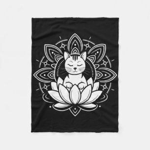 Friedlicher Katzen-Lotusblumen-Yoga-Meditations-Sh Fleecedecke