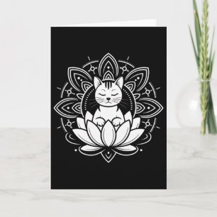 Friedlicher Katzen-Lotusblumen-Yoga-Meditations-Sh Karte