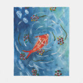 Friedlicher Koi-Fisch-Wasserfarben-Fliesblanket Fleecedecke (Vorderseite)