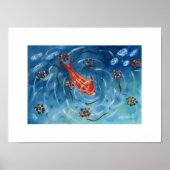 Friedlicher Koi-Fisch-Wasserfarben-Wandkunstposter Poster (Vorne)