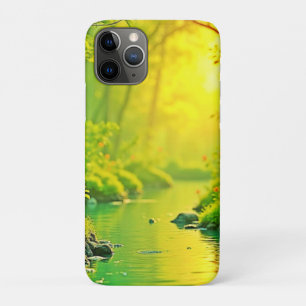 Friedlicher Kunststrom des goldenen Waldes Case-Mate iPhone Hülle
