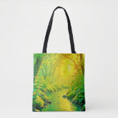 Friedlicher Kunststrom des goldenen Waldes Tasche (Vorderseite)