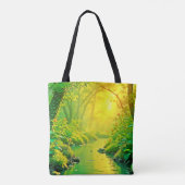 Friedlicher Kunststrom des goldenen Waldes Tasche (Rückseite)