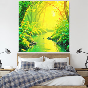 Friedlicher Kunstwaldstrom Leinwanddruck
