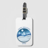 Friedlicher Landschaft mit Raureif Gepäckanhänger (Vorderseite Vertikal)