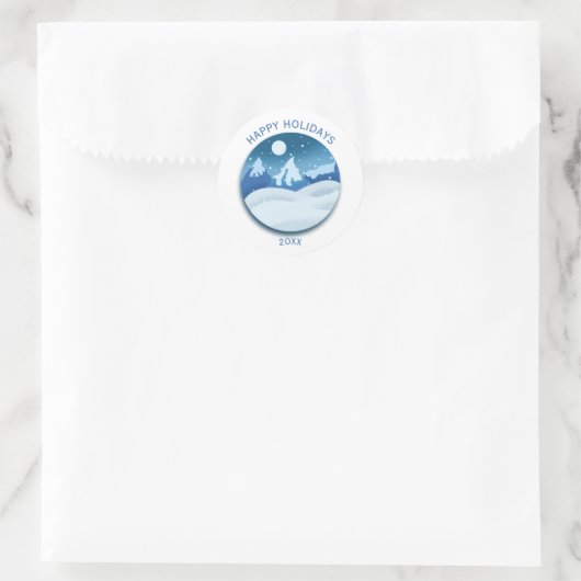 Friedlicher Landschaft mit Raureif  Runder Aufkleber (Tasche)