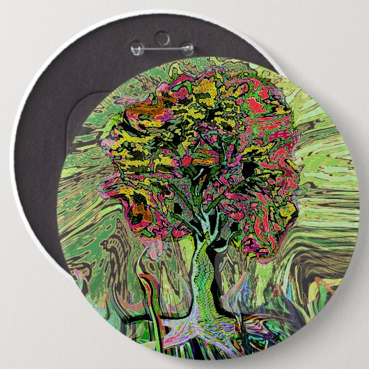 Friedlicher lebender Baum des Lebens Button (Vorne & Hinten)