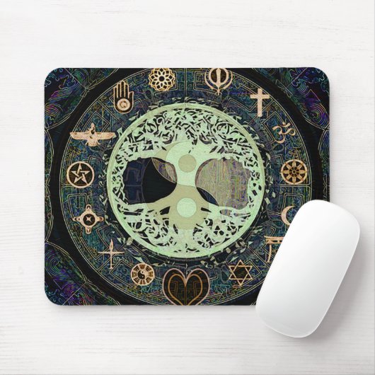 Friedlicher lebender Yin Yang Baum des Lebens Mousepad (Mit Mouse)