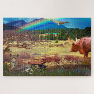 Friedlicher Leopard-Wasserloch-Tier Puzzle