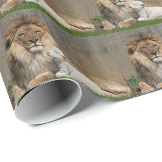 Friedlicher Löwe und Lamm Geschenkpapier (Rolleneckpunkt)
