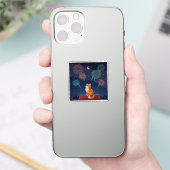 Friedlicher Mitternachtshimmel Katzen Traumhafte D Aufkleber (Telefon)