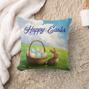 Friedlicher Ostermorgen auf einer Frühlingswiese m Kissen