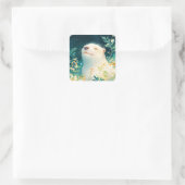 Friedlicher Otter-Aufkleber mit Blume Quadratischer Aufkleber (Tasche)