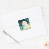 Friedlicher Otter-Aufkleber mit Blume Quadratischer Aufkleber (Umschlag)