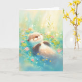Friedlicher Otter in blühenden Gewässern Karte (Gelbe Blume)