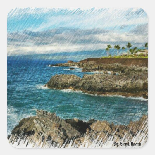 Friedlicher Ozean Quadratischer Aufkleber (Vorderseite)