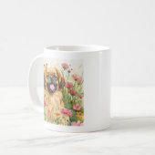Friedlicher Pekingese-Wasserfarben-Mug Kaffeetasse (Vorderseite Links)