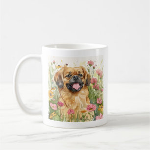 Friedlicher Pekingese-Wasserfarben-Mug Kaffeetasse