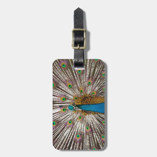 Friedlicher Pfau Gepäckanhänger (Vorderseite vertikal)