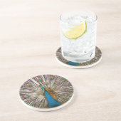 Friedlicher Pfau Getränkeuntersetzer (Seite)