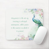 Friedlicher Pfau: Pastell Blume Wasserfarbe Mousepad (Mit Mouse)