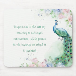 Friedlicher Pfau: Pastell Blume Wasserfarbe Mousepad
