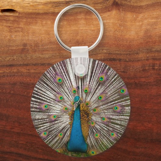 Friedlicher Pfau Schlüsselanhänger (Vorderseite)