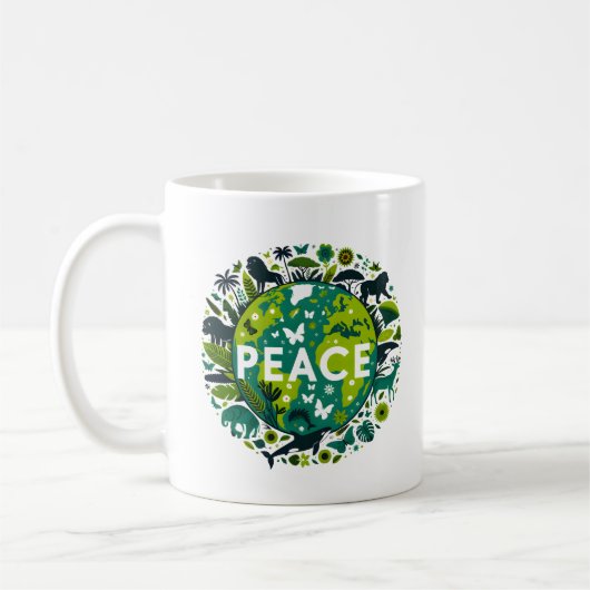 Friedlicher Planet - Rett der Umwelt Kaffeetasse (Links)