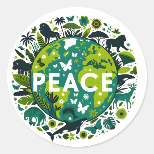 Friedlicher Planet - Rett der Umwelt Runder Aufkleber (Vorderseite)