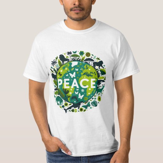 Friedlicher Planet - Rett der Umwelt T-Shirt (Vorderseite)