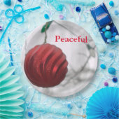 Friedlicher, roter Streifen, Funkelnd Ornament-Bal Pappteller (Party)