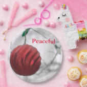 Friedlicher, roter Streifen, Funkelnd Ornament-Bal Pappteller (Party)