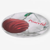 Friedlicher, roter Streifen, Funkelnd Ornament-Bal Pappteller (Schrägansicht)