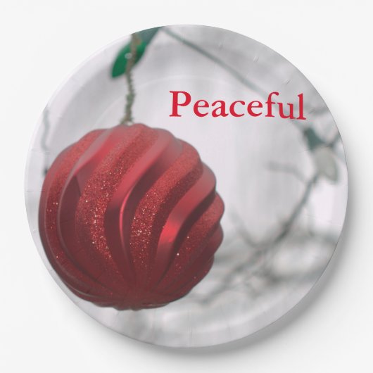 Friedlicher, roter Streifen, Funkelnd Ornament-Bal Pappteller (Vorderseite)