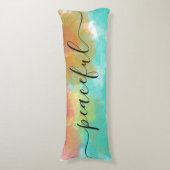 Friedlicher Schlaf Korallengelb Türkis Wasserfarbe Seitenschläferkissen (Vorderseite Vertikal)