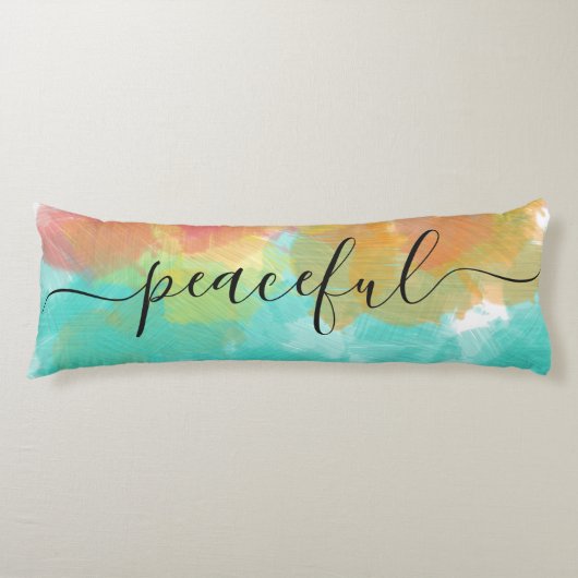 Friedlicher Schlaf Korallengelb Türkis Wasserfarbe Seitenschläferkissen (Vorderseite)