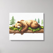 Friedlicher Schlafbär Rustikale Holzmauer Kunst, D Leinwanddruck (Vorderseite)