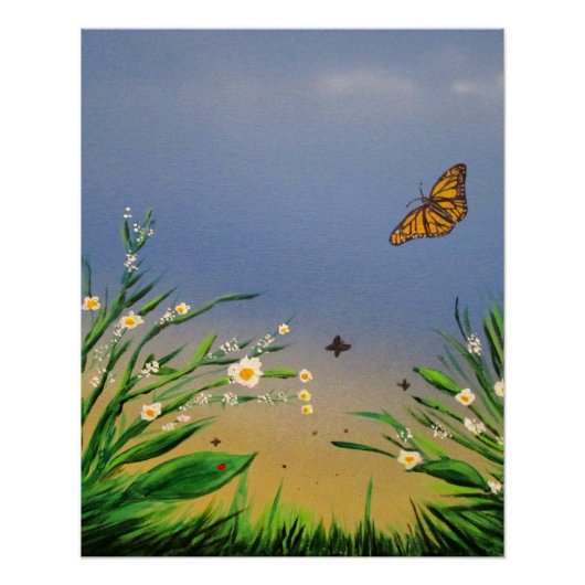Friedlicher Schmetterlings-Himmel-Sonnenuntergangs Poster (Vorderseite)