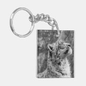 Friedlicher Schnee-Leopard Schlüsselanhänger (Vorderseite links)